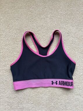 Under Armour Black Sports Bra with Pink Trim